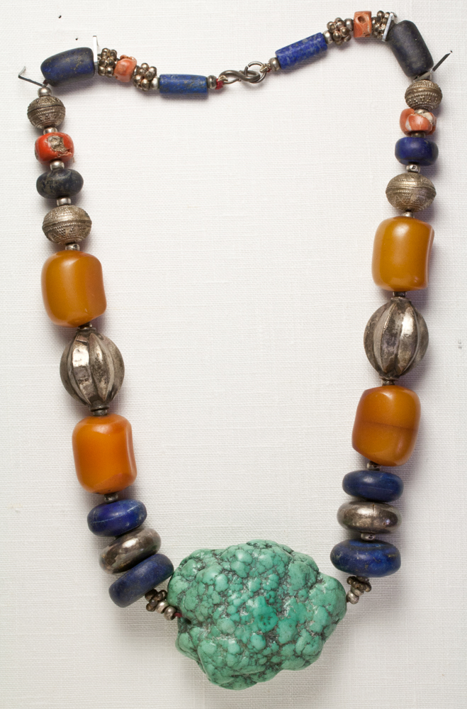 Tibetan necklace featuring large turquoise